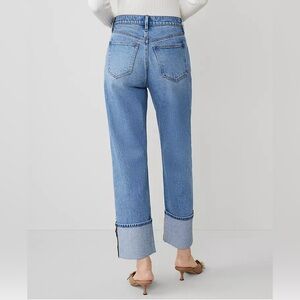 Ann Taylor Straight High rise Cuffed Jean Cropped Womens 6P Stretch denim NEW
